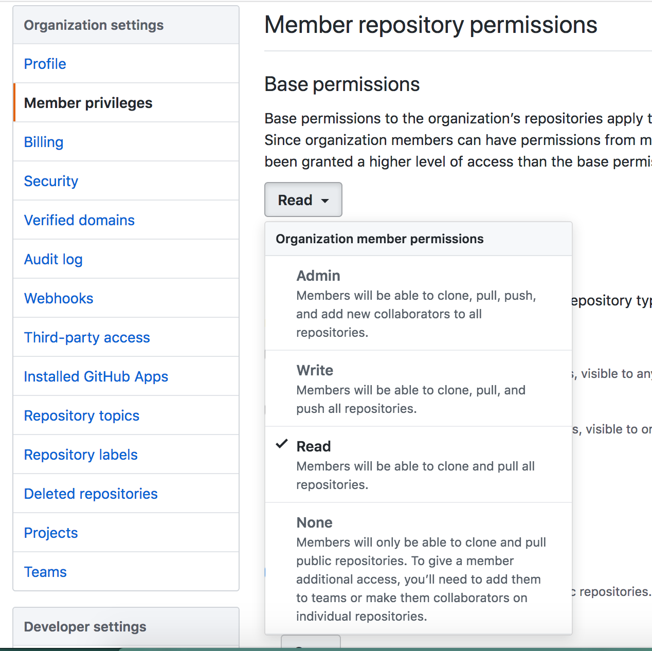 base permission organization