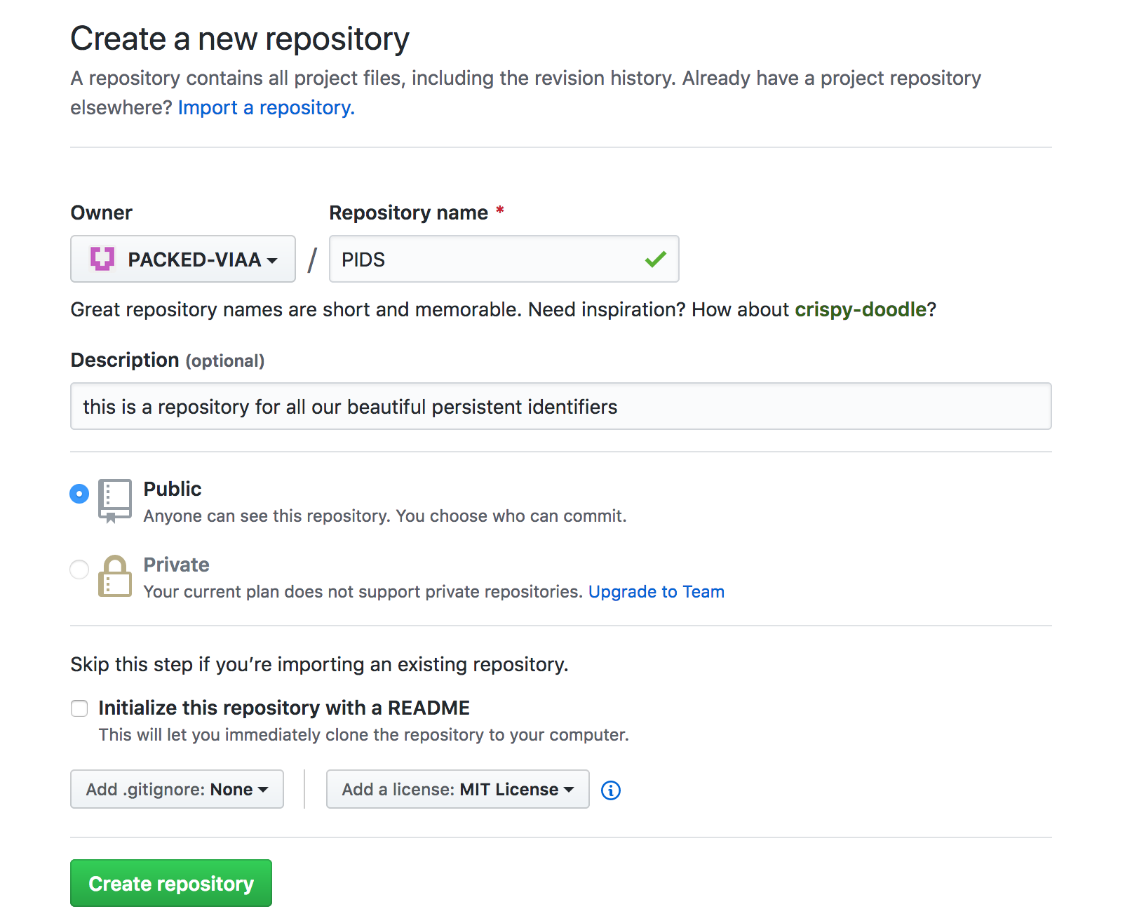 create repository